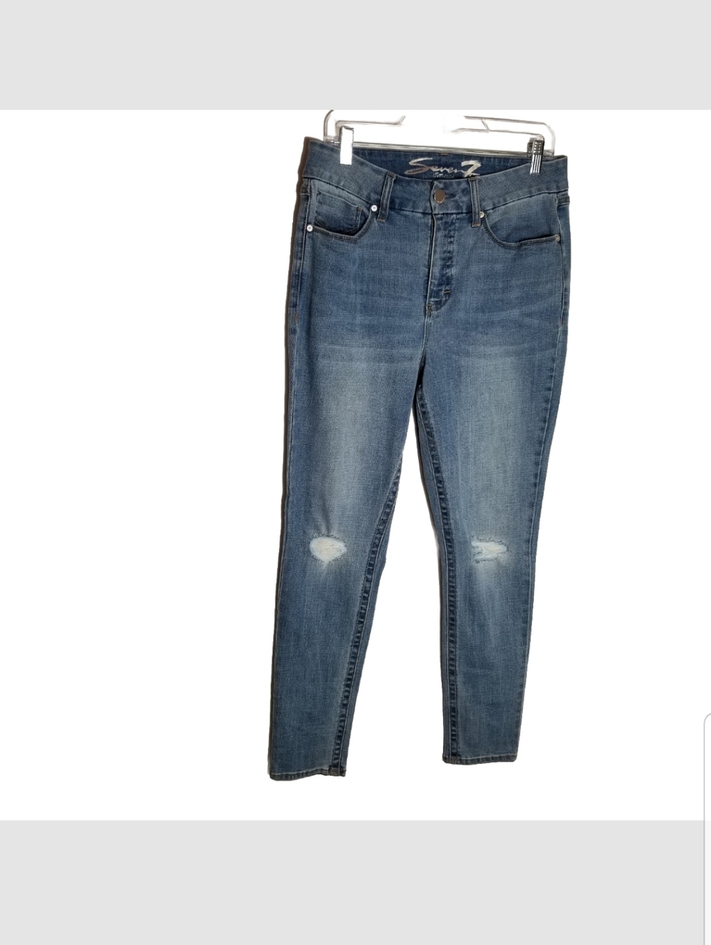 Seven7 Jeans Women's 10 Tummyless High Rise Distressed Skinny Blue Denim 32x30